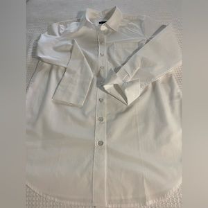 Talbots XS white button front long sleeve oversized shirt